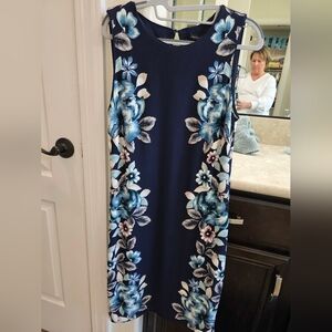 White House Black Market Blue Sleeveless Sheath Dress